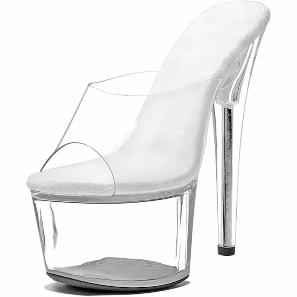NEW WUXIN H&P women's platform heel open toe slide on high heels shoes in clear
